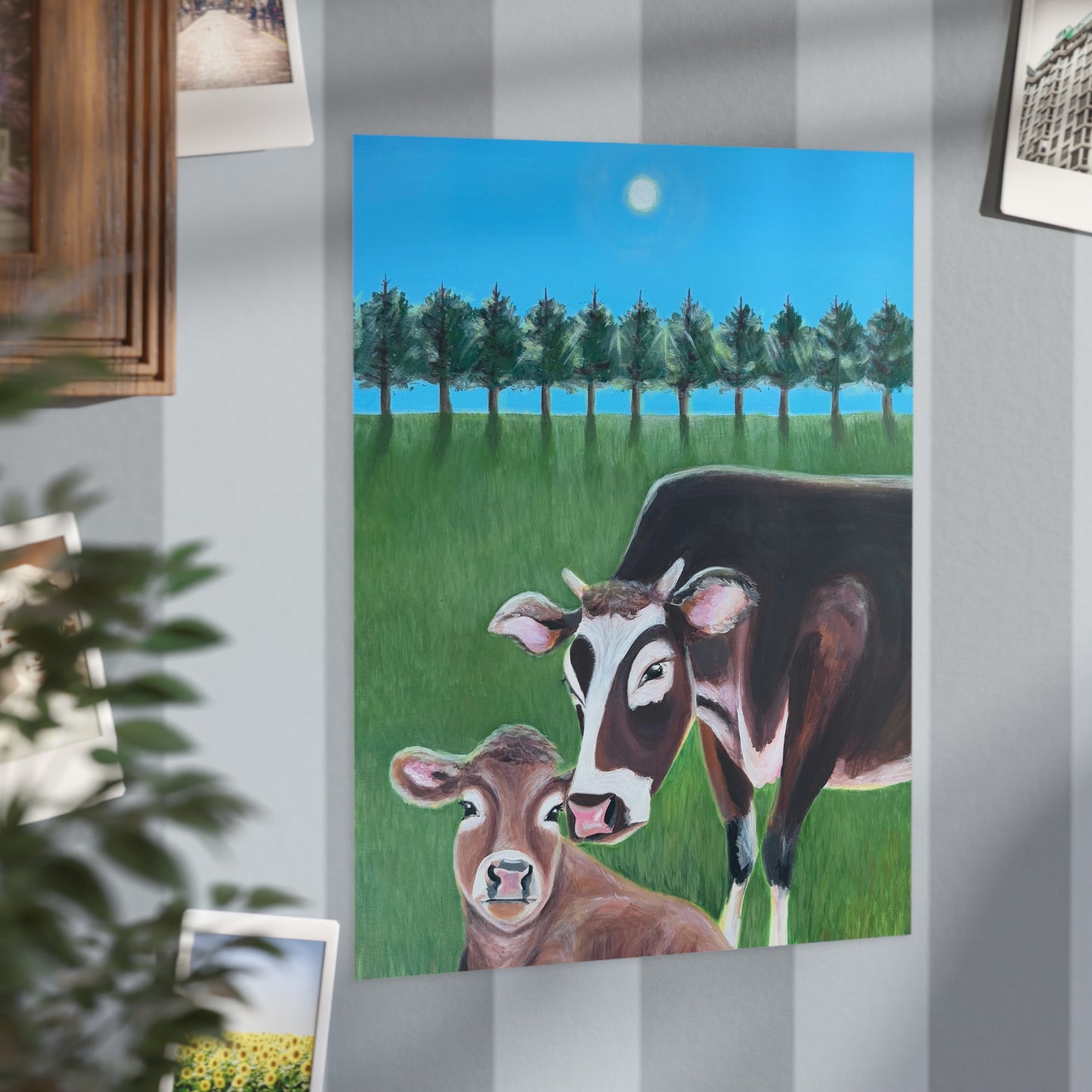 'Soft Light, Gentle Love' - Mother Cow and Calf - Art Print - Cowboy / Cowgirl decor - Norfolk Island - Unframed Print