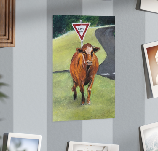 'Give Way' - Cow - Art Print - Cowboy / Cowgirl decor - Norfolk Island - Unframed Print